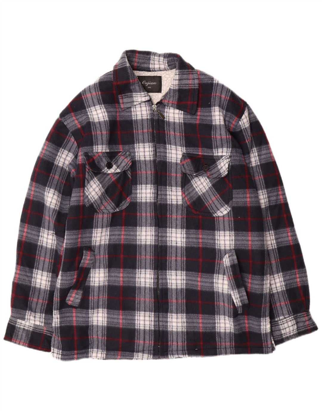 Vintage Ανδρικό Utility Jacket UK 44 2XL Navy Blue Check Cotton