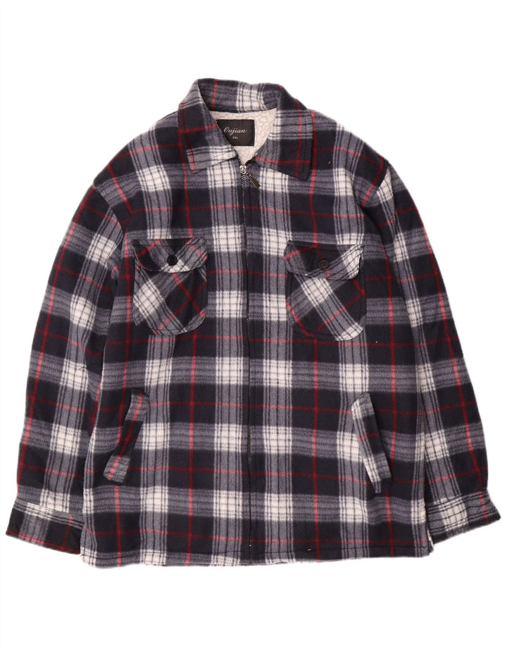 Vintage Ανδρικό Utility Jacket UK 44 2XL Navy Blue Check Cotton