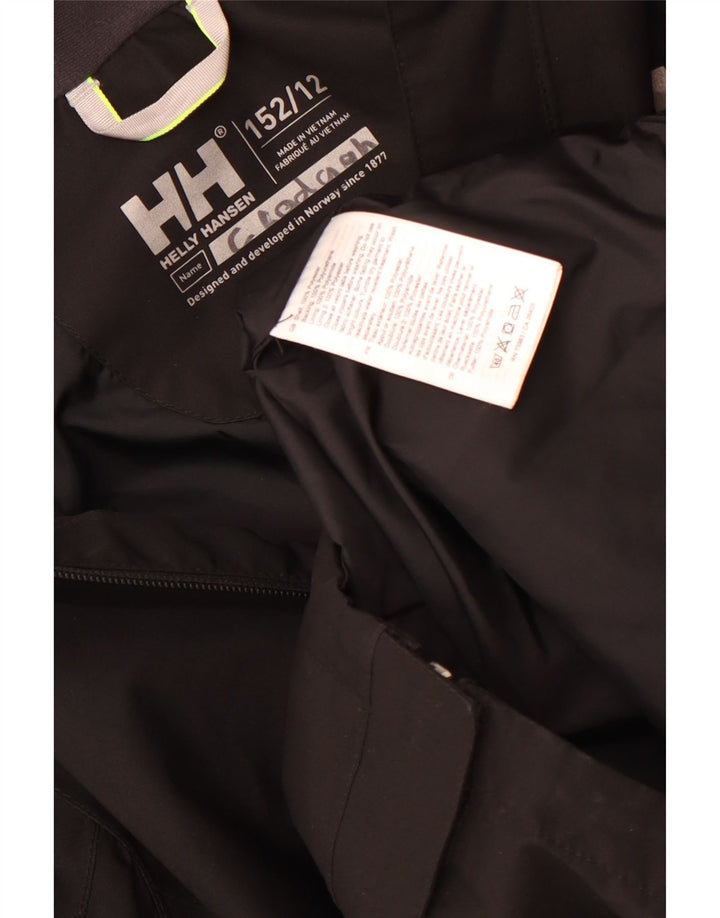 Helly Hansen Boys Hooded Rain Jacket 11-12 Years Black Polyester