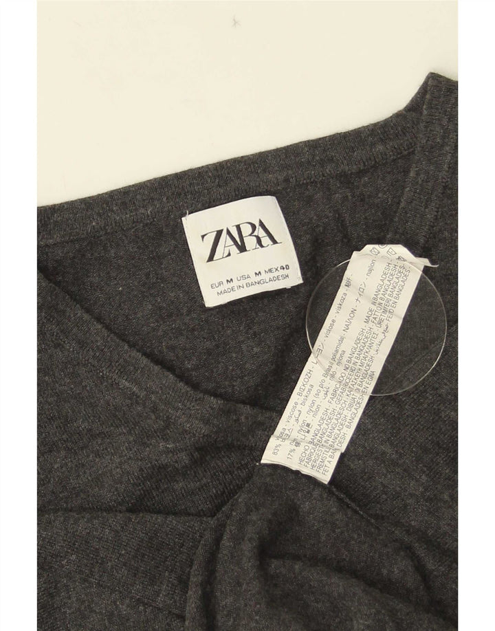 Ανδρικό πουλόβερ Zara με λαιμόκοψη σε μεσαίο γκρι βισκόζη