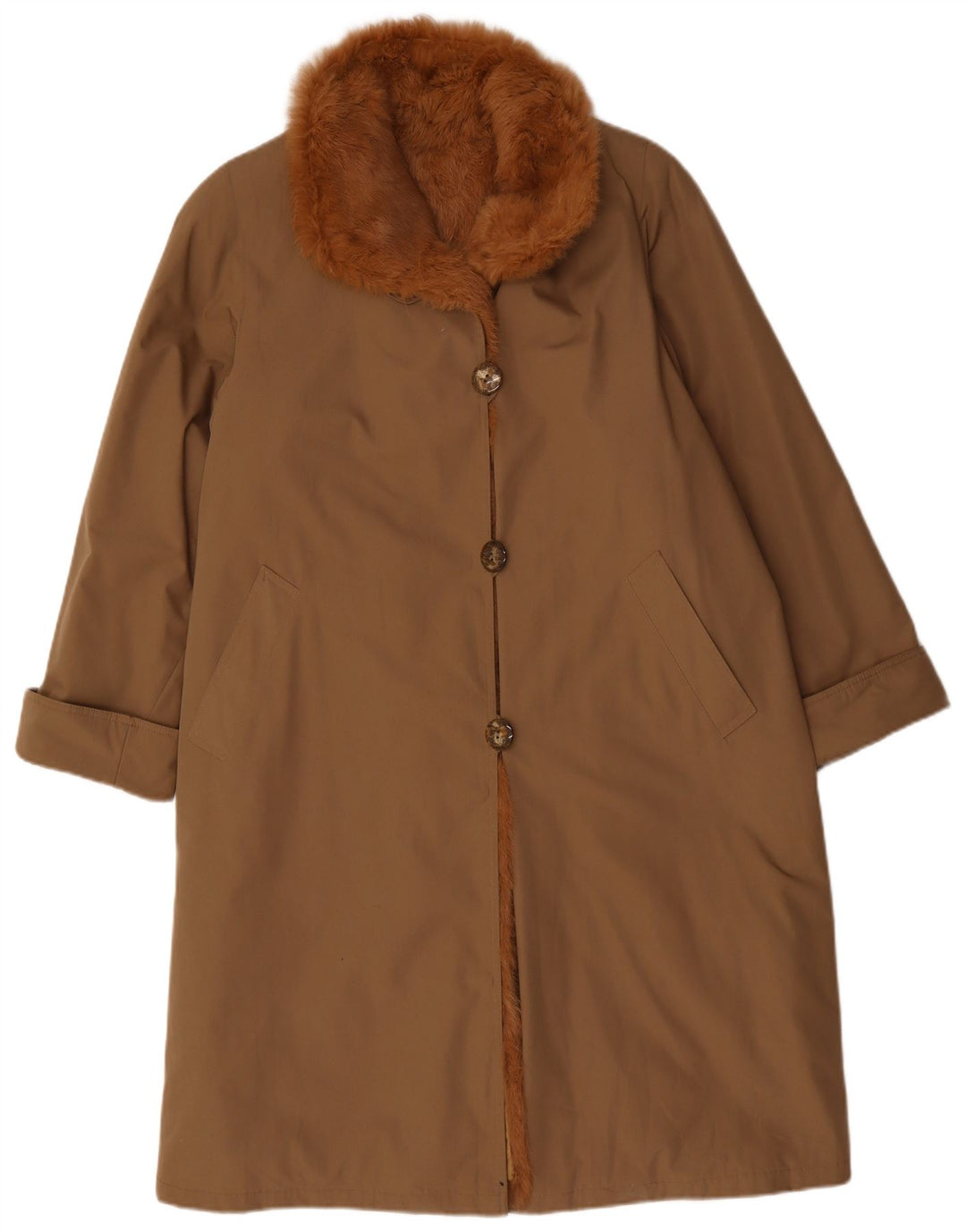 Vintage γυναικείο παλτό Sherpa UK 14 Large Beige Polyester