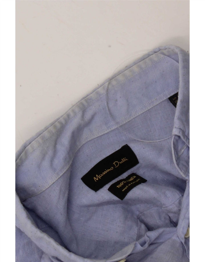 Ανδρικό πουκάμισο Massimo Dutti XL Μπλε λινό