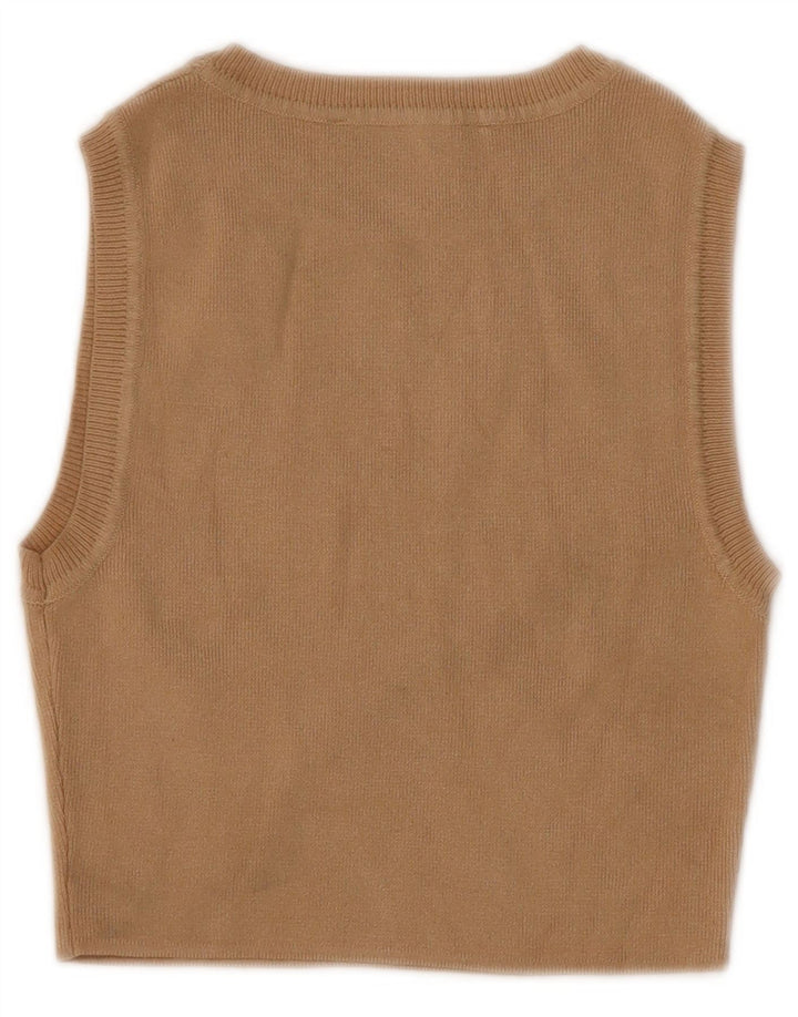 Zara Γυναικείο Crop Vest Top UK 8 Μικρή μπεζ βισκόζη