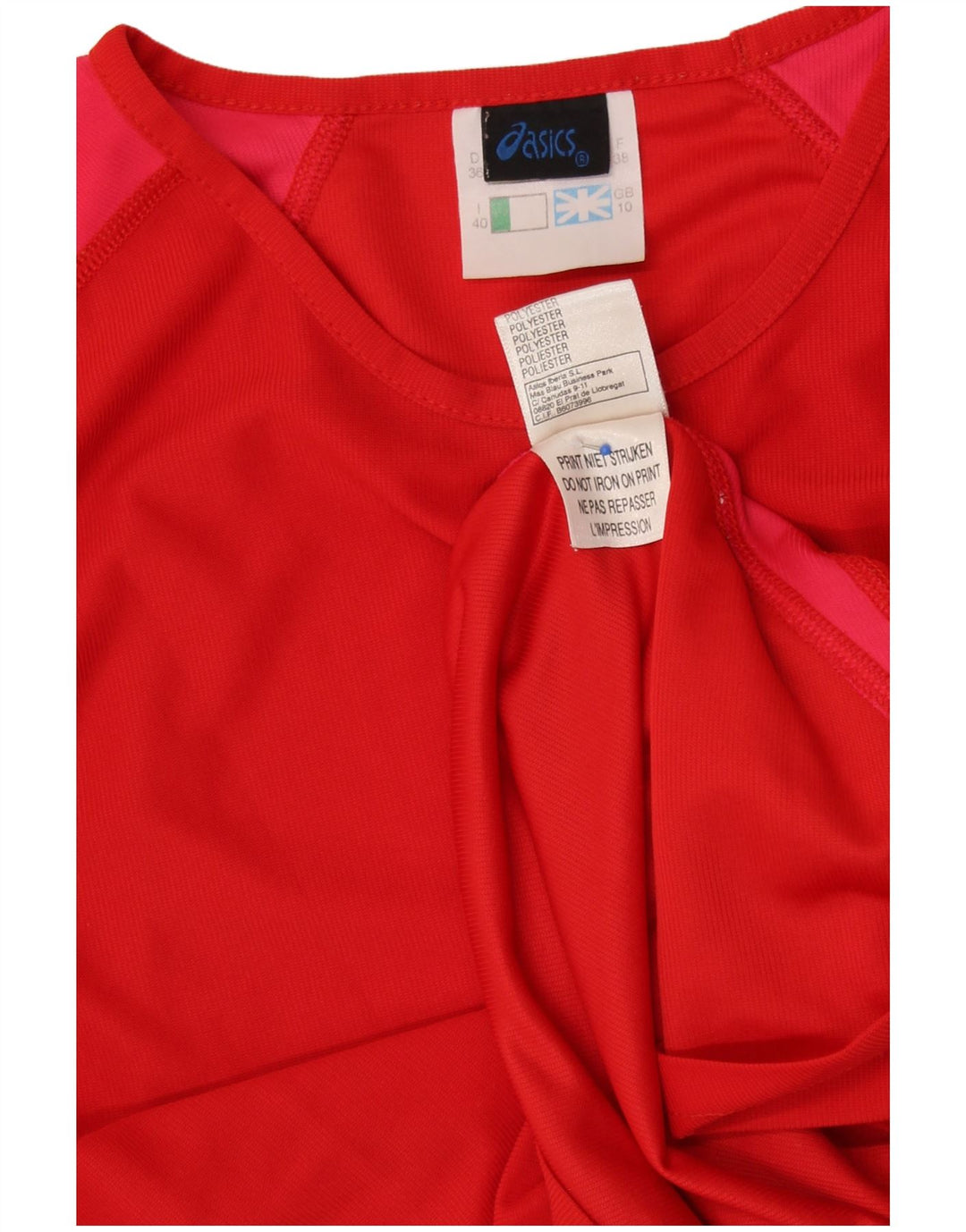 ASICS Γυναικείο τοπ μακρυμάνικο UK 10 Small Red Colourblock Πολυεστέρας