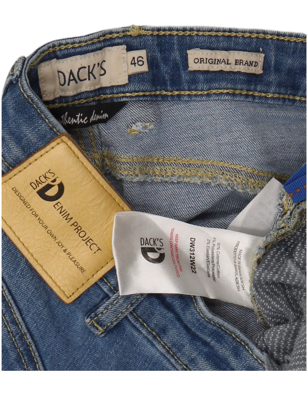 Dack's Mens Cropped Slim Jeans EU 46 Small W30 L26 Blue Cotton
