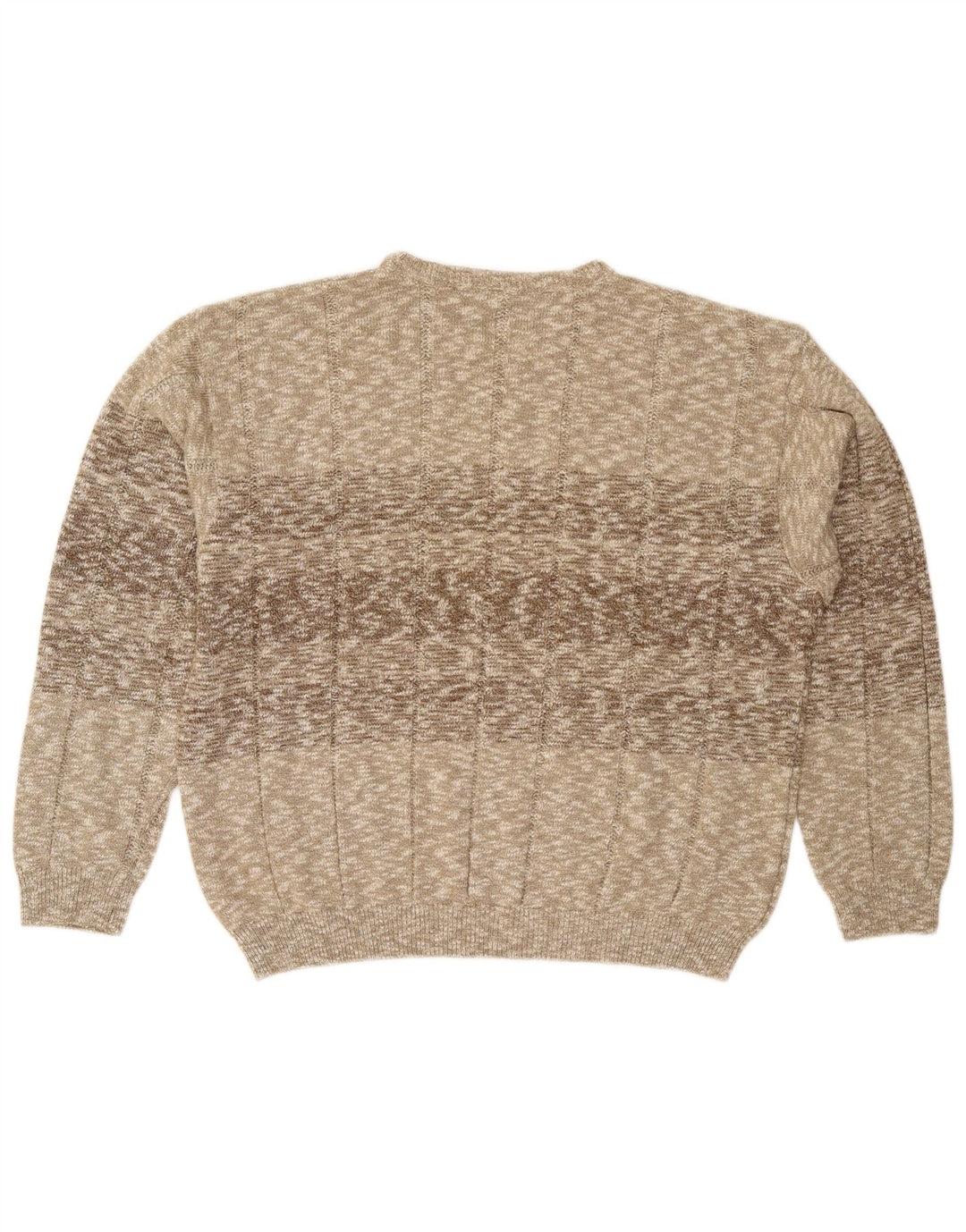 Vintage ανδρικό πουλόβερ με λαιμόκοψη XL μπεζ φλοκέτα