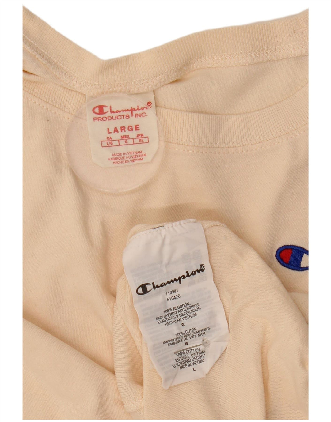 Champion Γυναικείο T-Shirt Top UK 16 Large Beige βαμβακερό