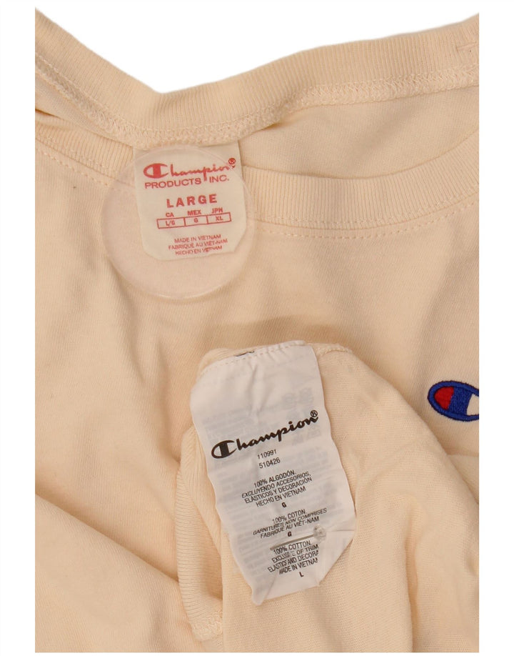 Champion Γυναικείο T-Shirt Top UK 16 Large Beige βαμβακερό
