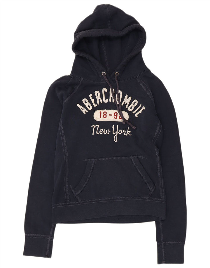 ABERCROMBIE & FITCH Γυναικεία Νέα Υόρκη Hoodie Jumper UK 10 Small Navy Blue