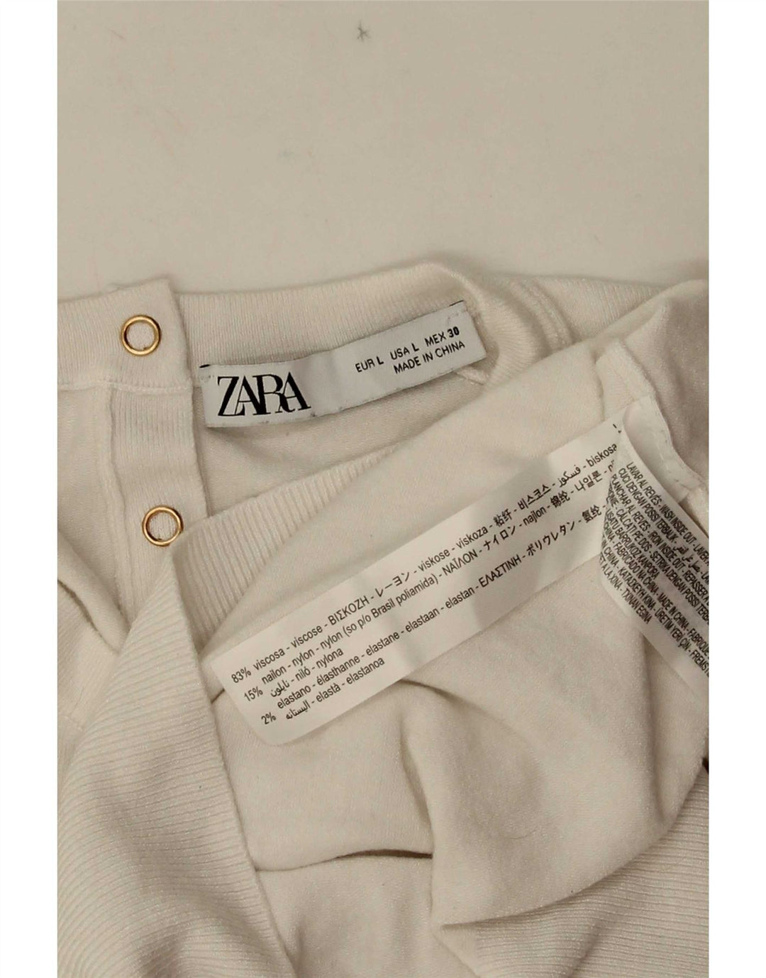Zara Γυναικεία Μπλούζα Τοπ UK 14 Μεγάλη Λευκή Βισκόζη