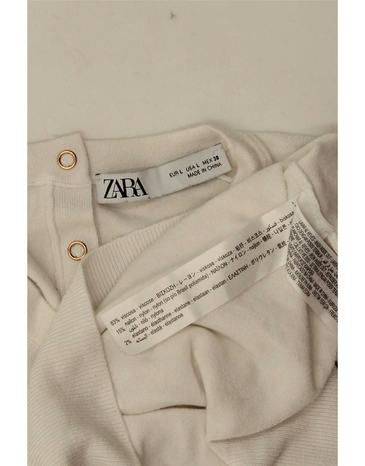 Zara Γυναικεία Μπλούζα Τοπ UK 14 Μεγάλη Λευκή Βισκόζη