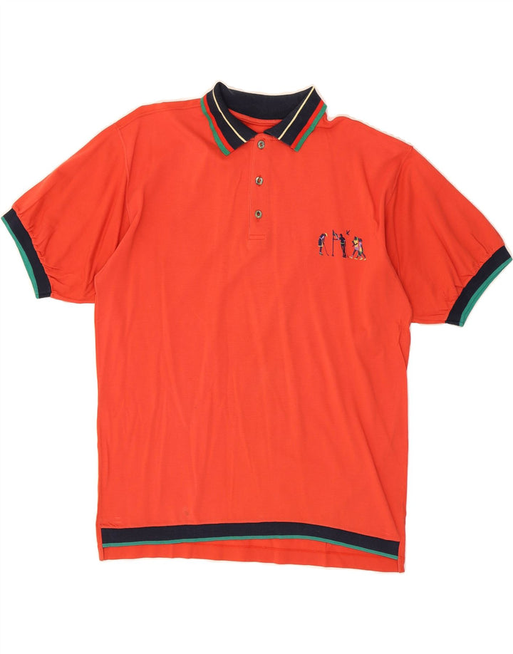 VINTAGE Mens Polo Shirt Large Orange Vintage Vintage and Second-Hand Vintage from Messina Hembry 