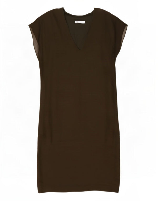Zara Γυναικείο Oversized Shift φόρεμα UK 14 Medium Khaki