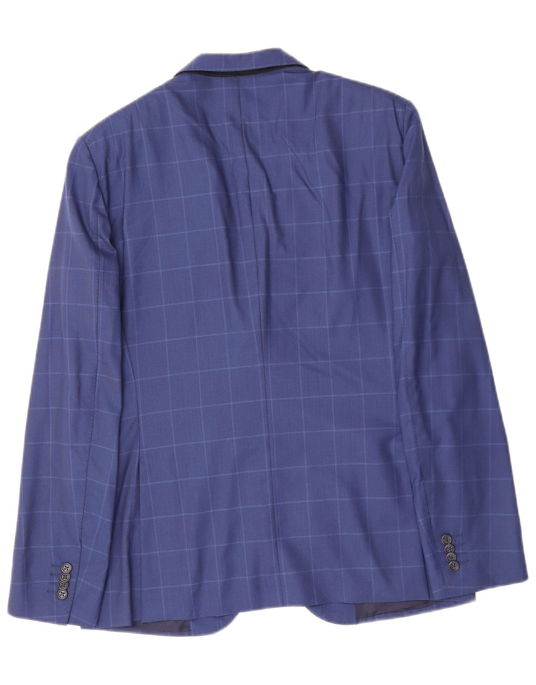 VINTAGE Ανδρικό σακάκι σακάκι με 2 κουμπιά IT 48 μεσαίου μπλε καρέ παρθένο μαλλί