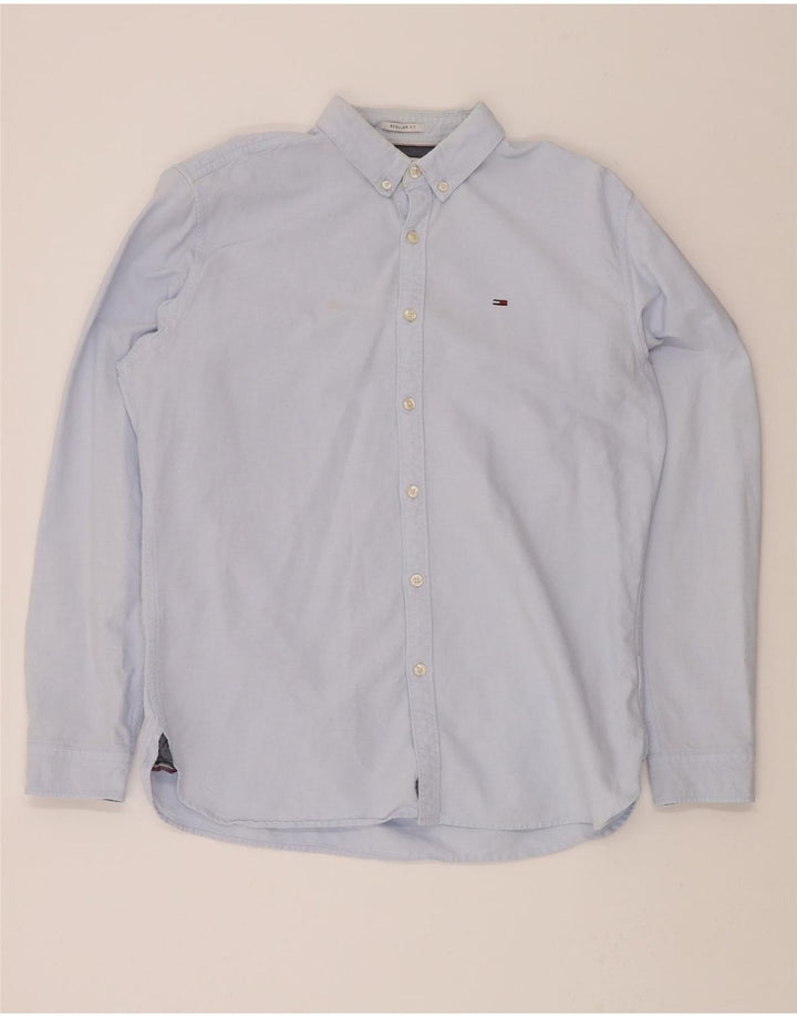 TOMMY HILFIGER Mens Regular Fit Shirt Large Blue Cotton Vintage Tommy Hilfiger and Second-Hand Tommy Hilfiger from Messina Hembry 