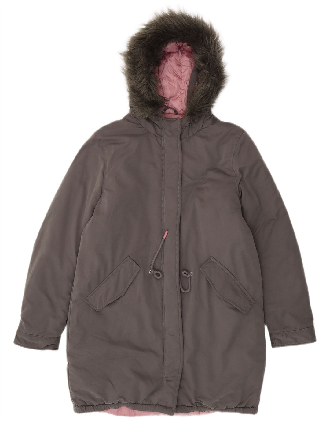 Γυναικείο παλτό Benetton με κουκούλα UK 14 Large Grey