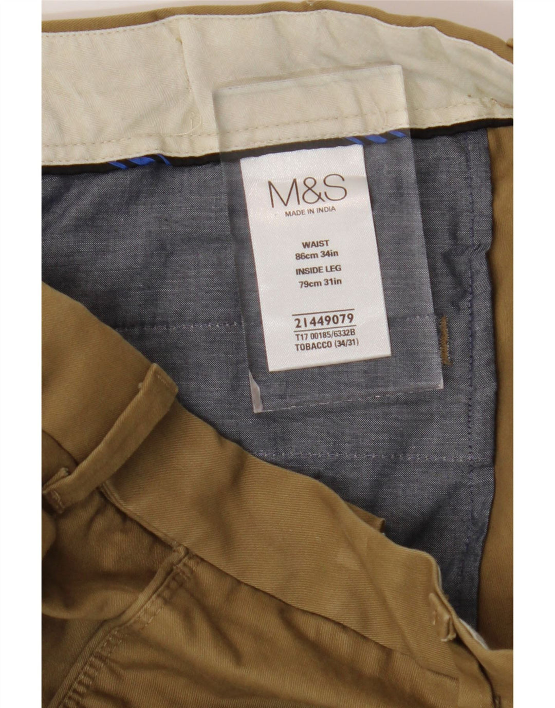 MARKS & SPENCER Ανδρικό ίσιο παντελόνι Chino W34 L28 Μπεζ βαμβακερό