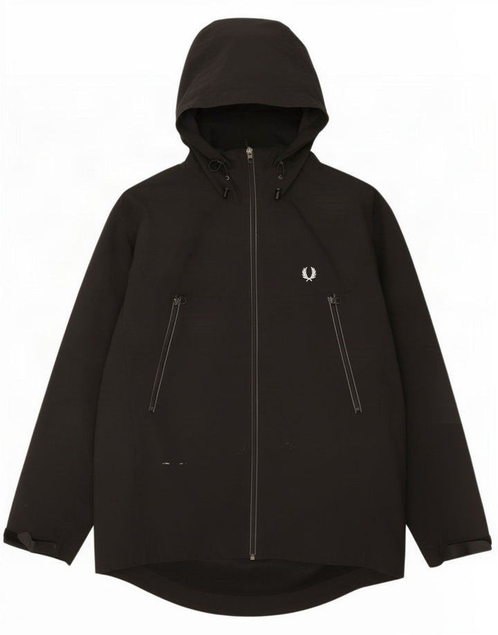 Fred Perry Ανδρικό μπουφάν βροχής με κουκούλα UK 38 Medium μαύρο νάιλον