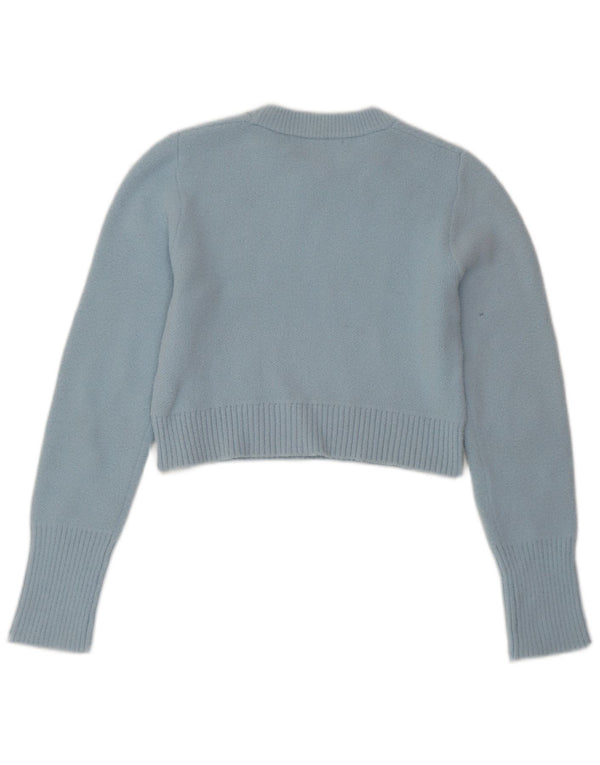 Γυναικείο πουλόβερ ZARA Crop Crop Neck Jumper UK 10 Small Blue Nylon