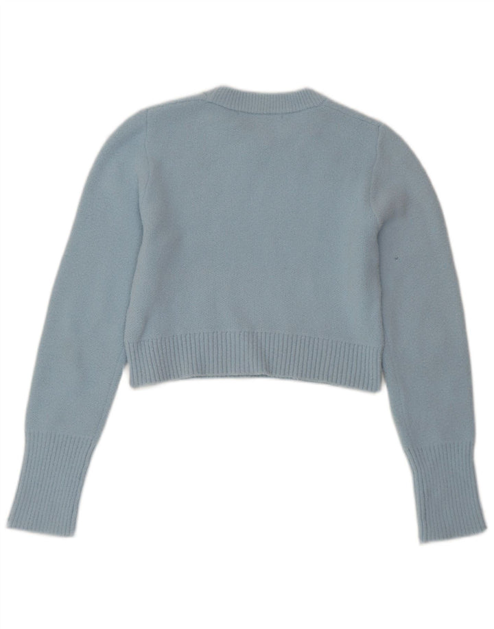 Γυναικείο πουλόβερ ZARA Crop Crop Neck Jumper UK 10 Small Blue Nylon