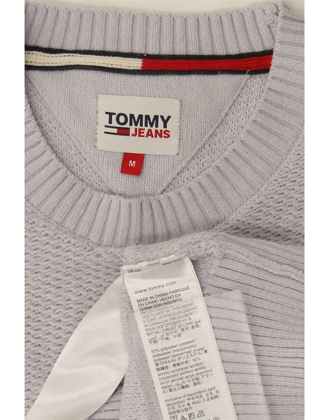 Tommy Hilfiger Ανδρικό πουλόβερ με λαιμόκοψη μεσαίου γκρι πολυεστέρα