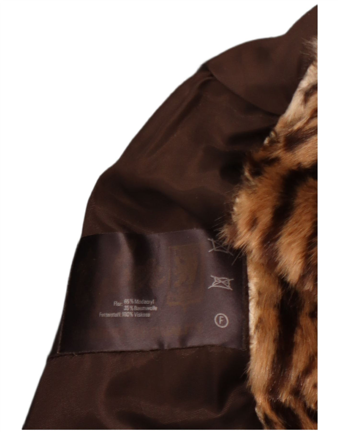 VINTAGE Γυναικείο τζάκετ με ψεύτικη γούνα EU 40 Medium καφέ Animal Print Modacryl