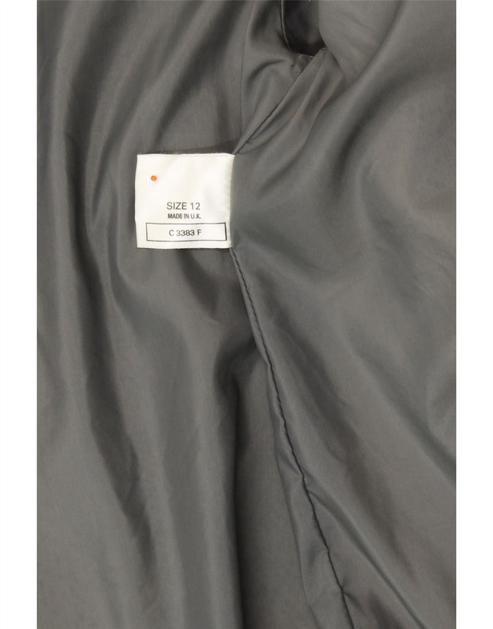 VINTAGE Γυναικείο παλτό από ψεύτικη γούνα UK 12 μεσαίο ασημί ριγέ Modacryl