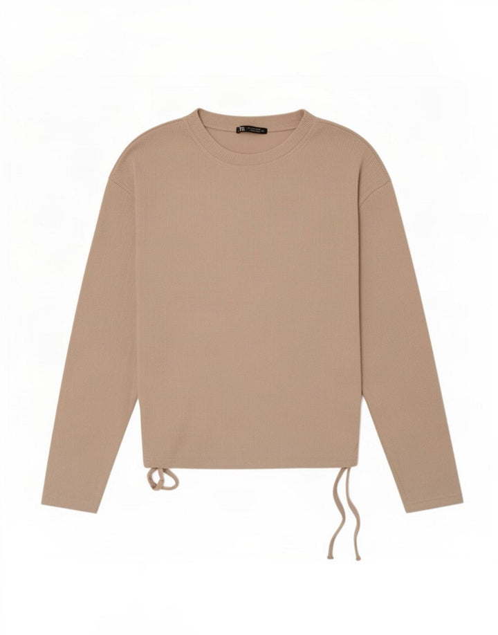 Zara Γυναικείο τοπ μακρυμάνικο UK 10 Small Beige Polyester