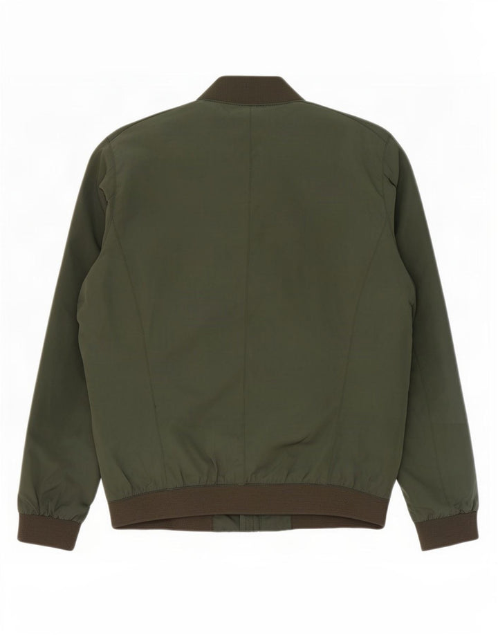 Zara Mens Bomber Jacket UK 40 Large Green Polyester