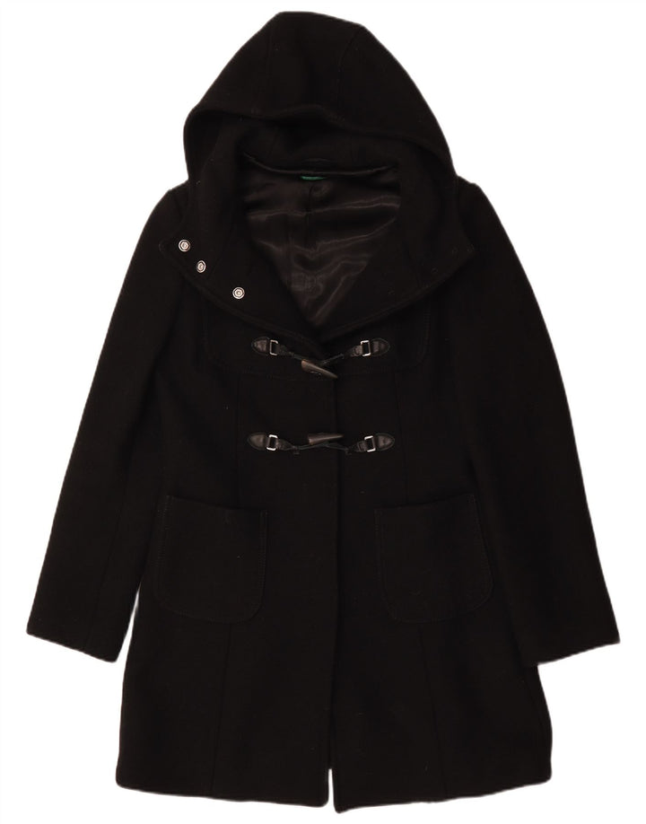 Benetton Γυναικείο παλτό Duffle με κουκούλα IT 44 μεσαίο μαύρο μαλλί