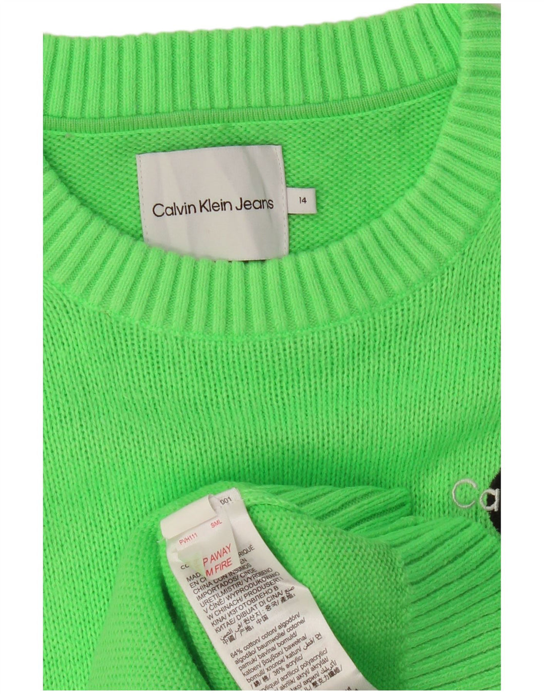 Γυναικείο πουλόβερ με λαιμόκοψη CALVIN KLEIN JEANS UK 14 Medium Green