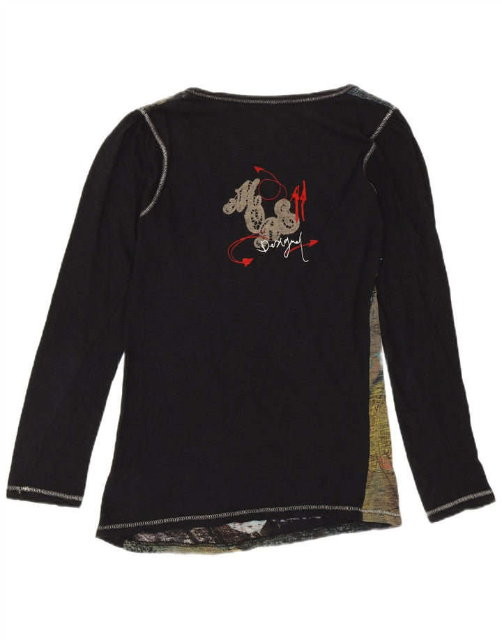 DESIGUAL Γυναικείο Γραφικό Μακρυμάνικο UK 12 Medium Black Designer