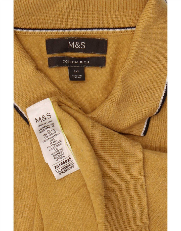 Ανδρικό μπλουζάκι πόλο Marks & Spencer 2XL κίτρινο βαμβακερό