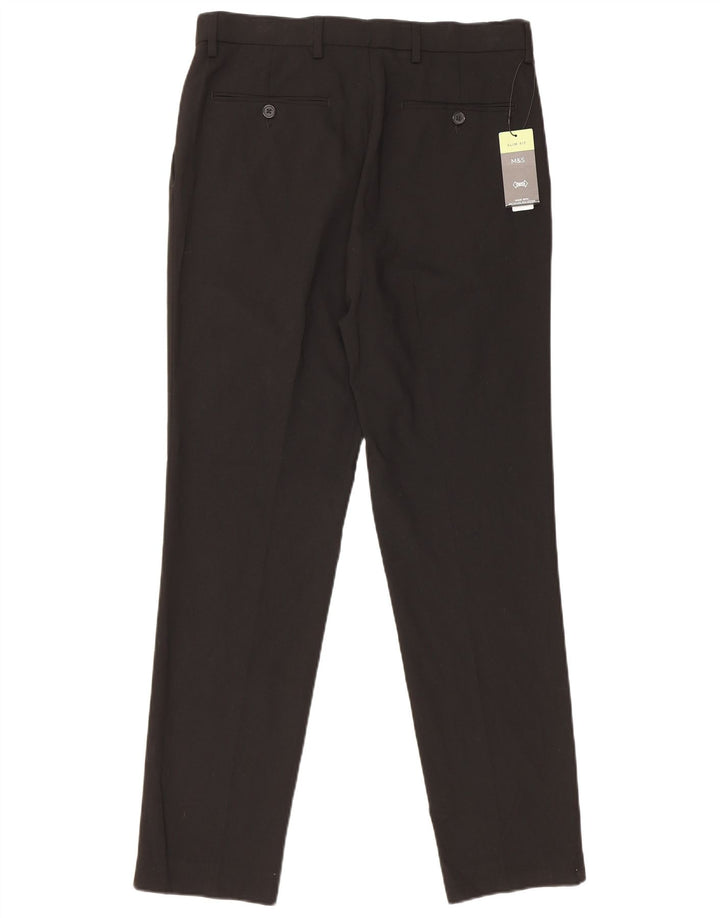 Marks & Spencer Ανδρικό παντελόνι Chino Slim Fit W32 L31 Μαύρο πολυεστέρα