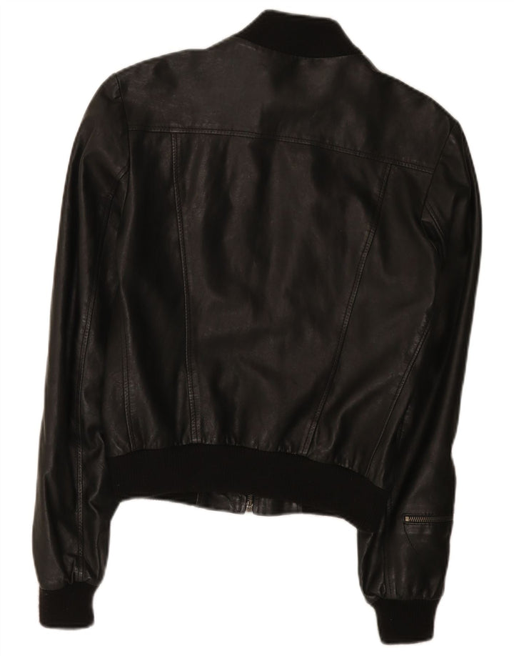 Vintage Γυναικείο Δερμάτινο Μπουφάν IT 42 Medium Black Leather