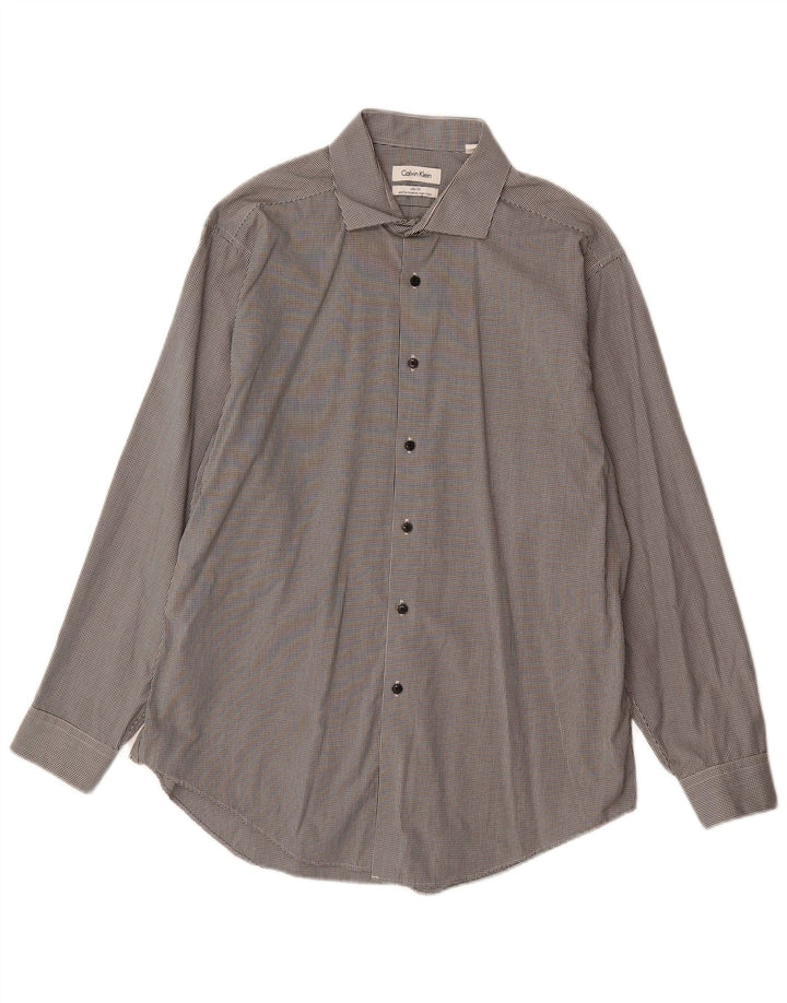 CALVIN KLEIN Mens Slim Fit Shirt Size 16 1/2 Large Grey Check