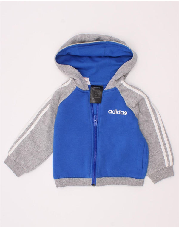 Πουλόβερ Adidas Baby Boys με φερμουάρ κουκούλα 6-9 μηνών Μπλε χρώματος βαμβακερό