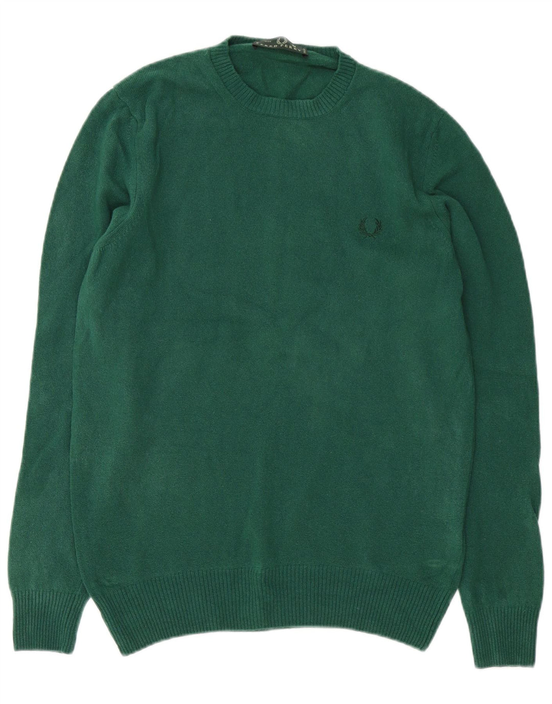 Fred Perry Ανδρικό πουλόβερ με λαιμόκοψη, μεσαίο πράσινο μαλλί