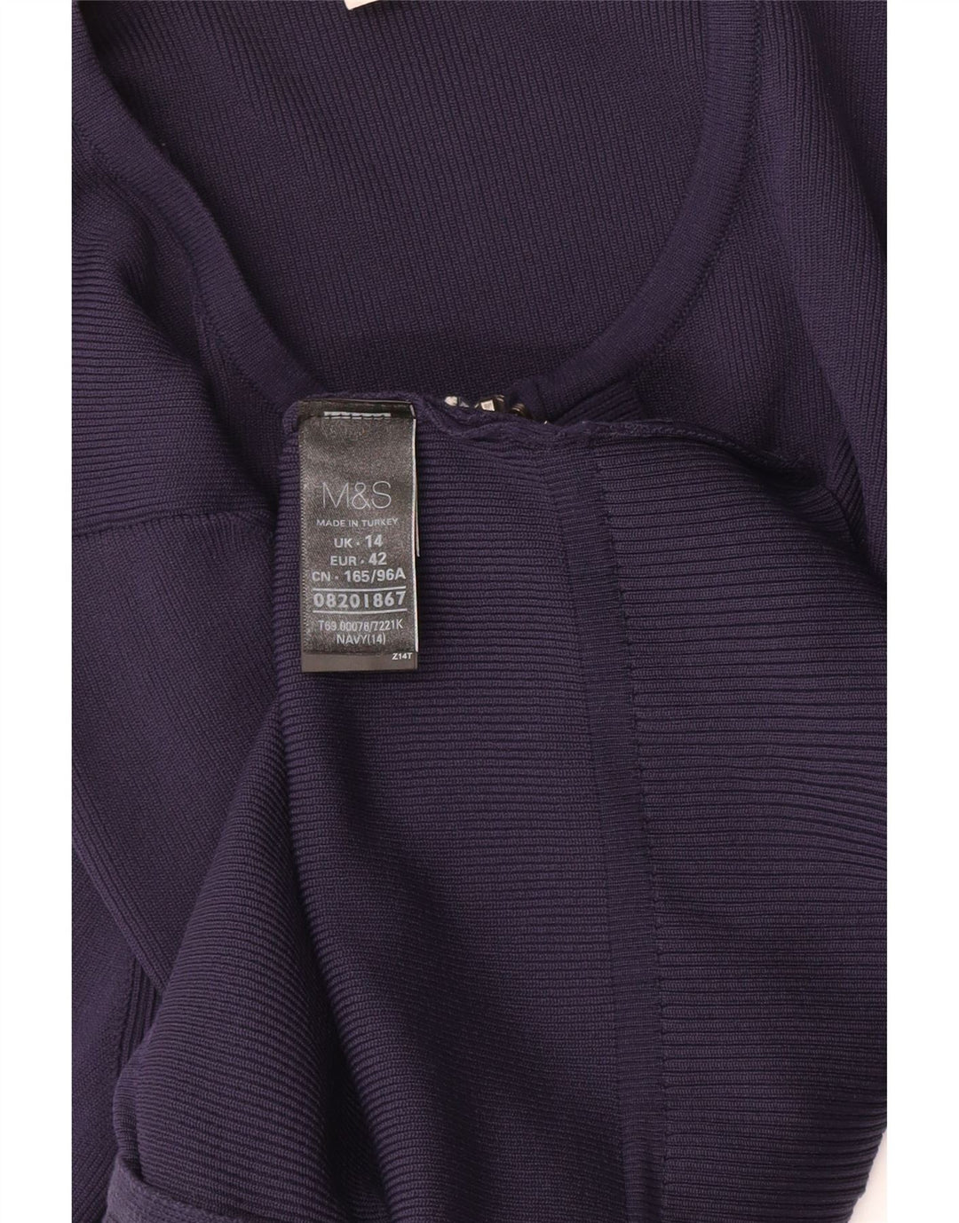 Marks & Spencer Γυναικεία ζακέτα πουλόβερ UK 14 Medium Navy Blue Polyamide