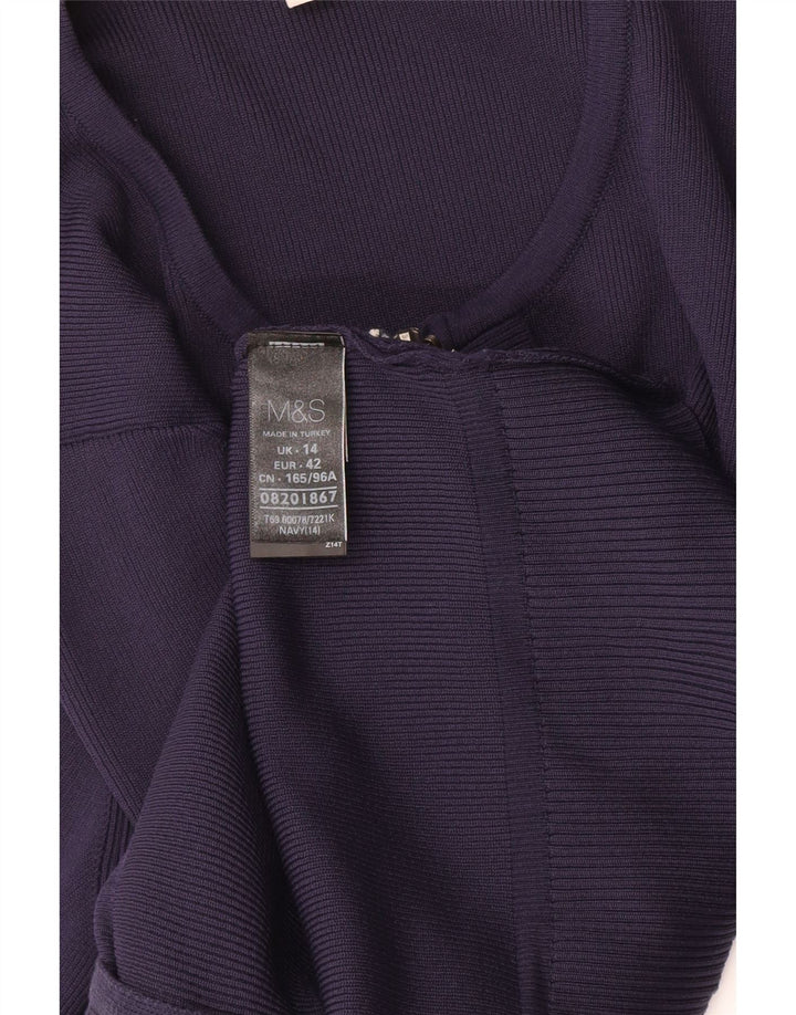 Marks & Spencer Γυναικεία ζακέτα πουλόβερ UK 14 Medium Navy Blue Polyamide