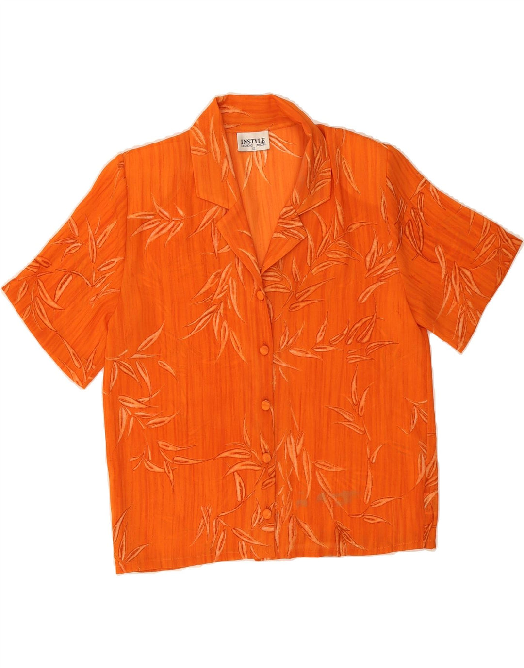 VINTAGE Womens Abstract Pattern Shirt Blouse UK 12 Medium Orange Vintage Vintage and Second-Hand Vintage from Messina Hembry 