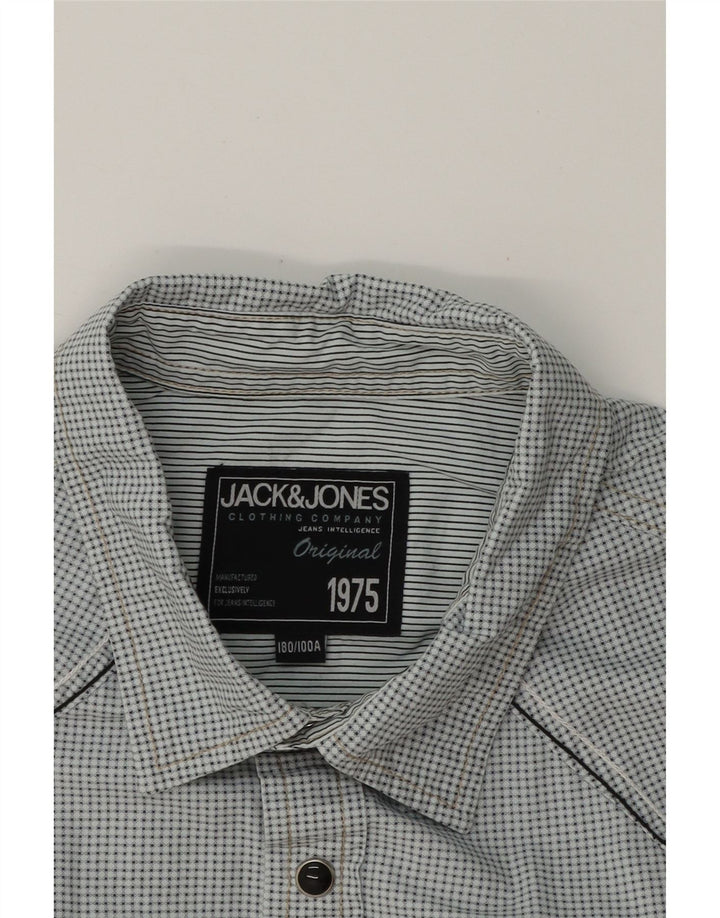 JACK & JONES Mens Short Sleeve Shirt Medium Blue Check Vintage Jack & Jones and Second-Hand Jack & Jones from Messina Hembry 