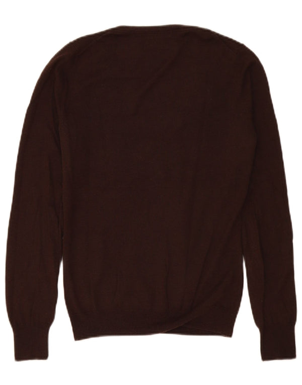 Massimo Dutti Γυναικείο πουλόβερ με λαιμόκοψη με V λαιμόκοψη UK 10 Small Brown Silk