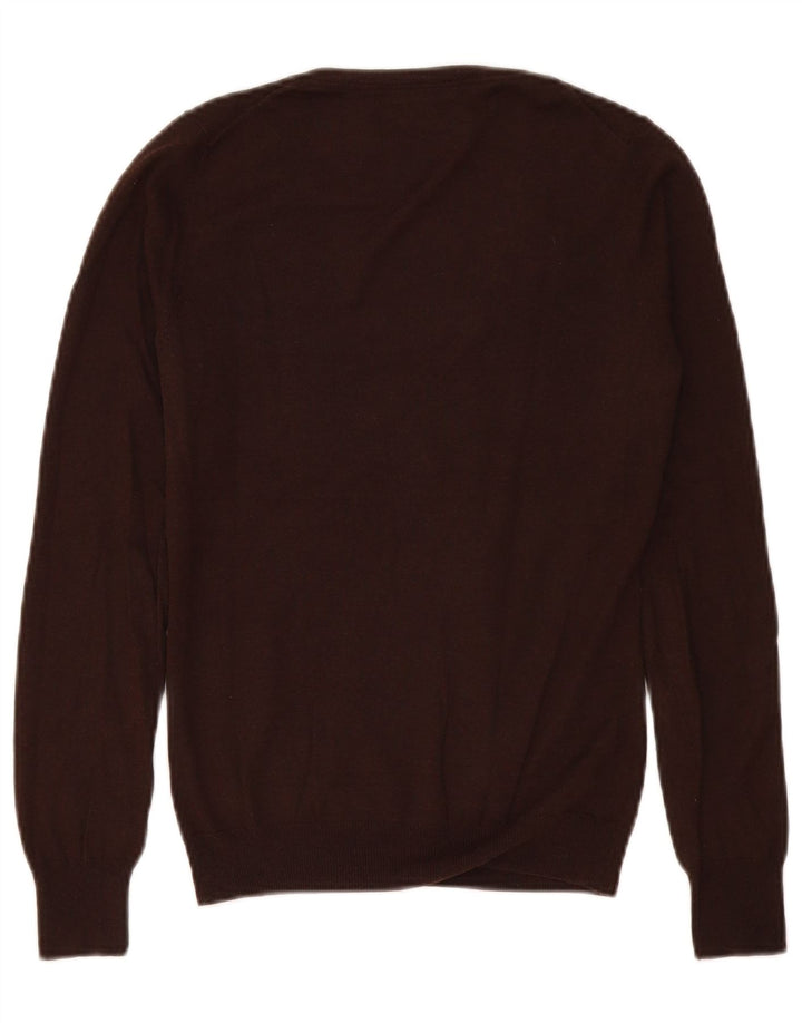 Massimo Dutti Γυναικείο πουλόβερ με λαιμόκοψη με V λαιμόκοψη UK 10 Small Brown Silk