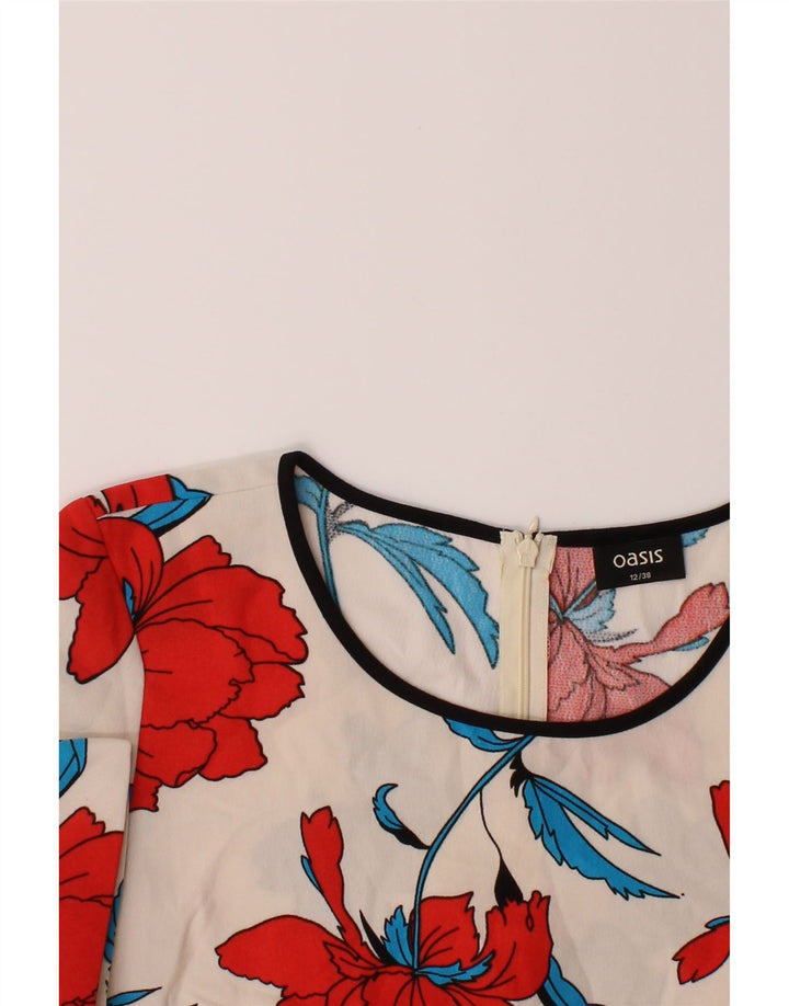 OASIS Womens Tunic Dress UK 12 Medium White Floral Polyester Vintage Oasis and Second-Hand Oasis from Messina Hembry 