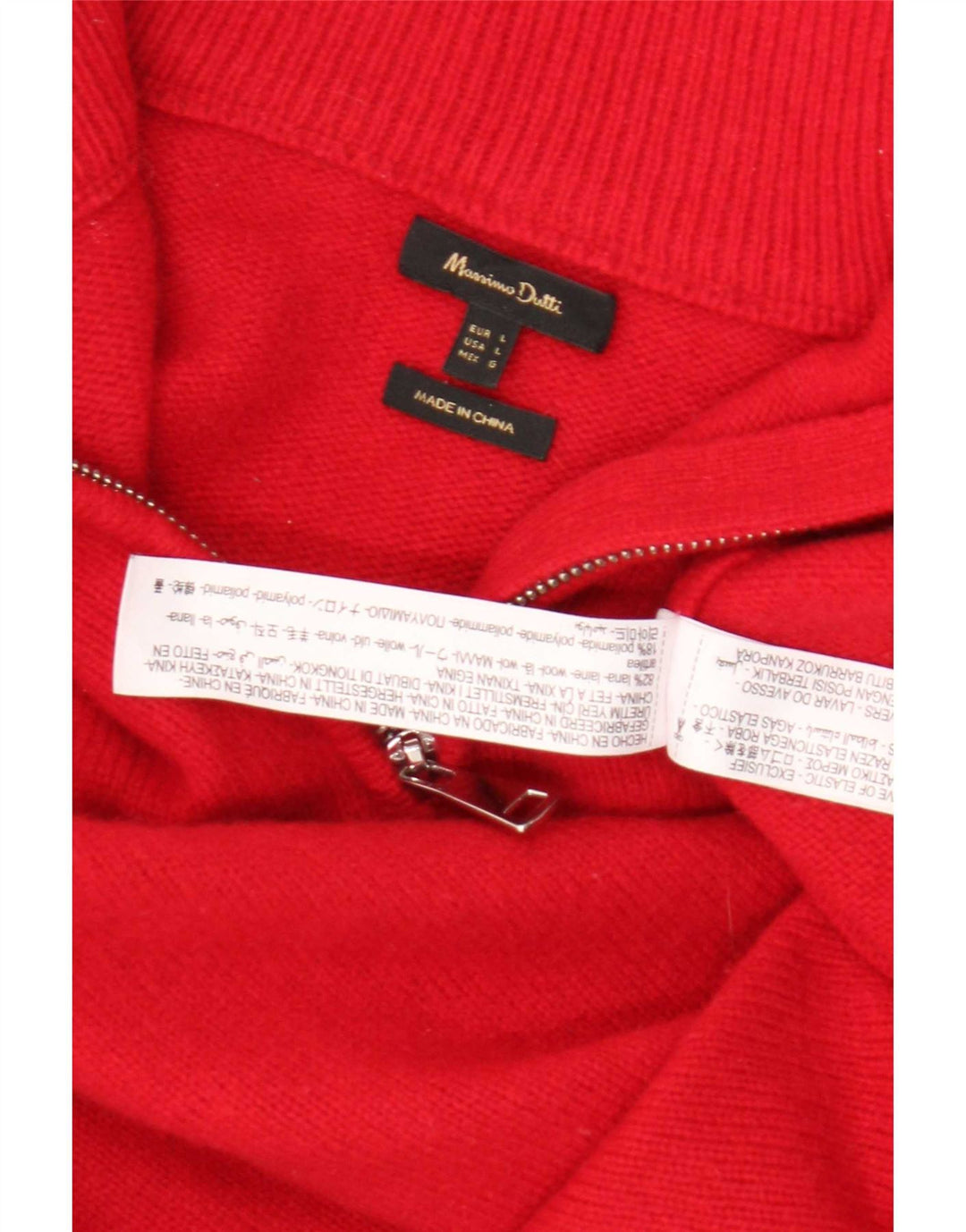 Massimo Dutti γυναικείο πουλόβερ με φερμουάρ UK 16 μεγάλο κόκκινο μαλλί