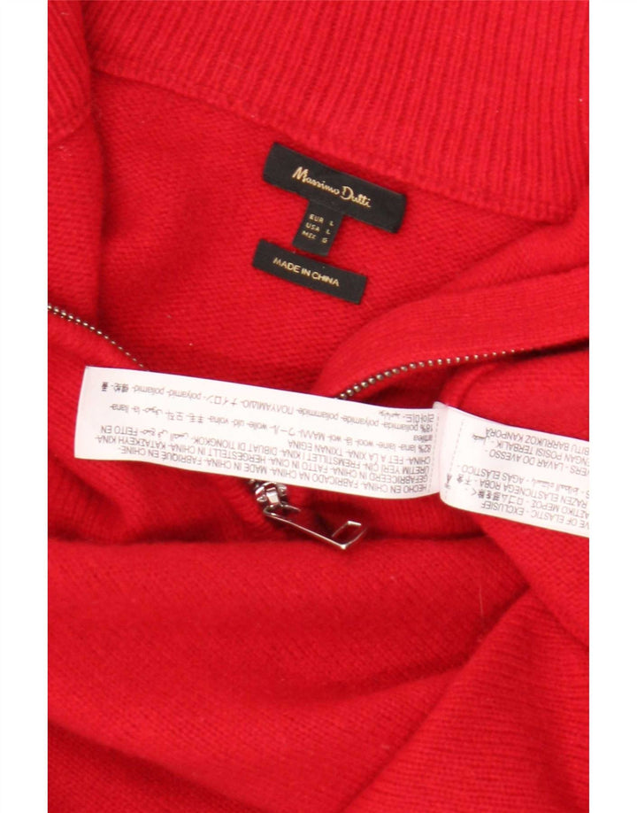 Massimo Dutti γυναικείο πουλόβερ με φερμουάρ UK 16 μεγάλο κόκκινο μαλλί