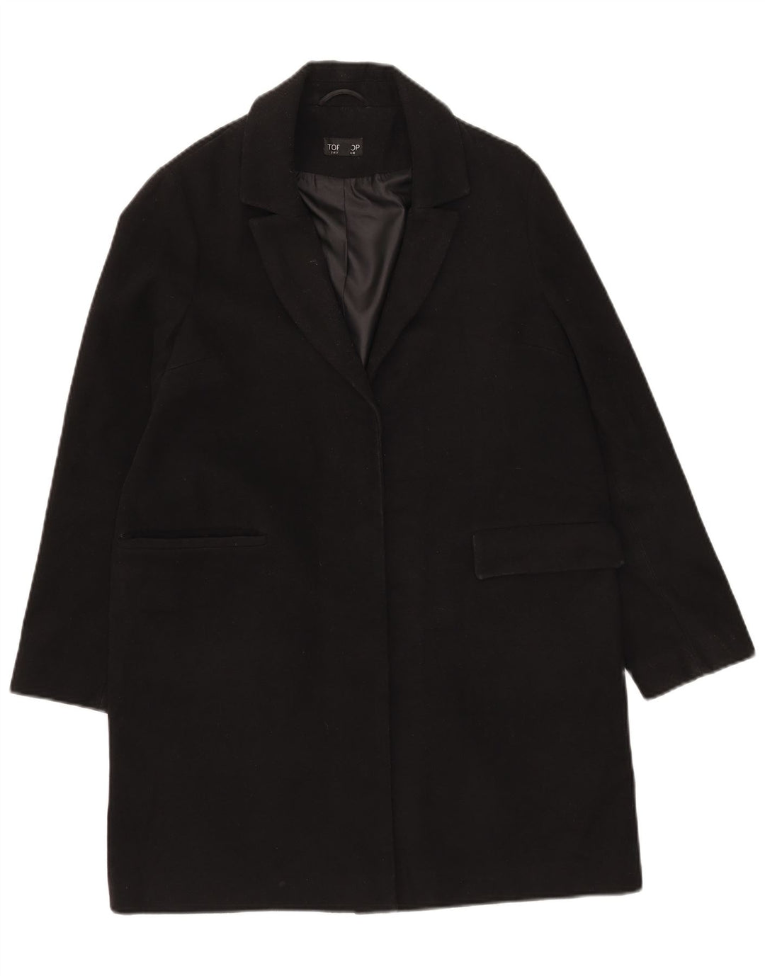 Topshop Γυναικείο Ανοιχτό Πανωφόρι UK 10 Small Black Polyester