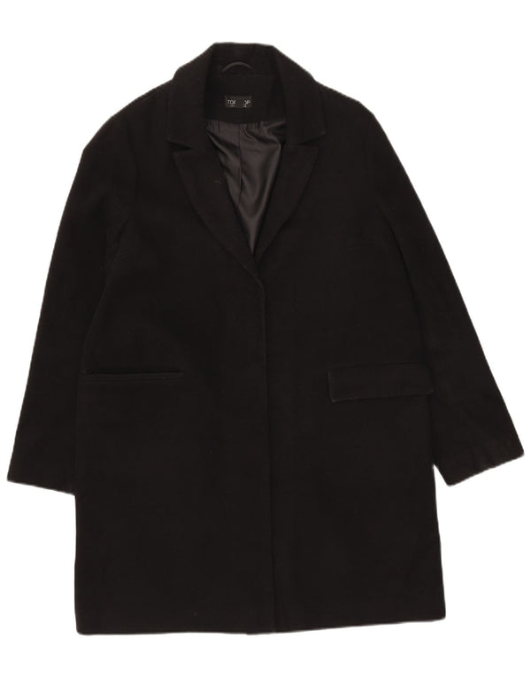 Topshop Womens Open Overcoat UK 10 Small  Black Polyester