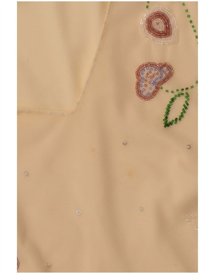 COAST Womens Crop See Through Μπλούζα Top UK 16 Large Yellow Polyester